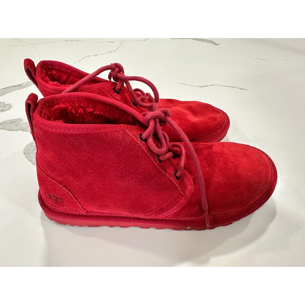 UGG Neumel Chukka Boots Red Suede Fur‎ Lined Men's Size 9
